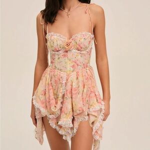 Elea Asymmetrical Mini Dress in Peach